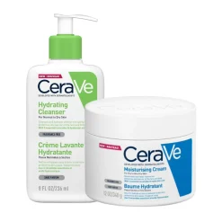 CeraVe Daily Deep Hydration 2-Step Routine for Normal to Dry Skin, Cleanser and Moisturiser with Hyaluronic Acid