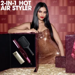 Ghd Duet Style Hot Air Styler in Cherry with Sleek Talker and Paddle Brush